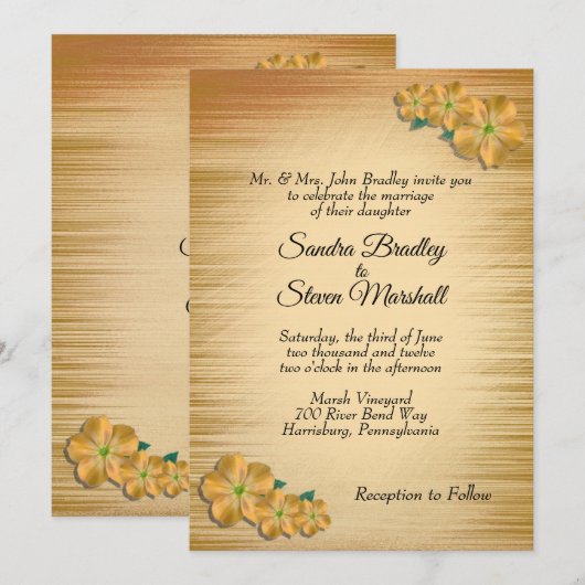 ナチュラルな花のウェディング招待状 招待状 (正面/裏面)