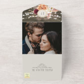 ナチュラルな花のストリングライトの結婚式 オールインワン招待状 (外側)