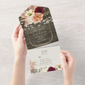 ナチュラルな花のストリングライトの結婚式 オールインワン招待状 (貼ってはがせる)