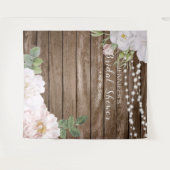 ナチュラルな花のストリングライト ブライダルシャワー 背景 タペストリー (正面(横))