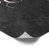 ナチュラルな花のピンクのウェディングシャワー歓迎看板 ポスター (角)