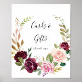 ナチュラルな花のボタニカルカードとギフトサイン ポスター (正面)