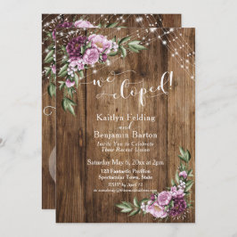 ナチュラルな花のライト 私たちは秘密で結婚式を挙げました 受付のみです 招待状