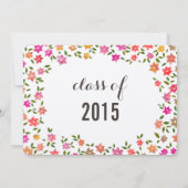 ナチュラルな花のリースの卒業パーティー 招待状 (裏面)