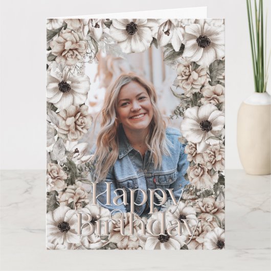 ナチュラルな花の写真の誕生日カード カード (正面)