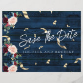 ナチュラルな花の写真コラージュ Save the Date カード (裏面)