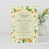 ナチュラルな花柄のひまわり ボタニカル リハーサルディナー 招待状 (スタンド正面)