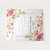 ナチュラルな花柄のウェディングシャワーの背景 タペストリー (正面(横))