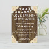 ナチュラルな花柄のクリーム色の木製 ウェディングシャワー招待状 招待状 (スタンド正面)