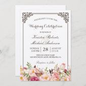 ナチュラルな花柄フレーム リアルなクラフト感 結婚式のお祝い 招待状 (正面/裏面)