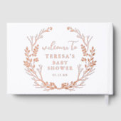 ナチュラルな花環の植物ベイビーシャワーの歓迎 ゲストブック (裏面)