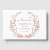 ナチュラルな花環の植物ベイビーシャワーの歓迎 ゲストブック (正面)