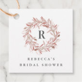 ナチュラルな花輪のイニシャル ウェディングシャワープレゼントタグ フェイバータグ (正面)