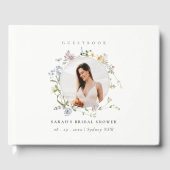 ナチュラルな草原の花のリースの写真 ブライダルシャワー ゲストブック (正面)