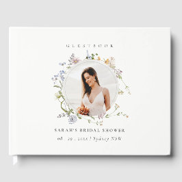 ナチュラルな草原の花のリース フォト ブライダルシャワー ゲストブック