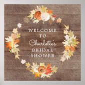 ナチュラルな葉とカボチャのウェルカムサイン　結婚前のお祝い ポスター (正面)