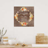 ナチュラルな葉とカボチャのウェルカムサイン 結婚式前のおもてなし ポスター (キッチン)