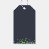 ナチュラルな葉のネイビーブルー結婚式ウェルカムバッグ ギフトタグ (裏面)