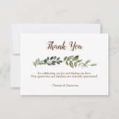 ナチュラルな葉の結婚式のお礼カード 招待状 (正面)