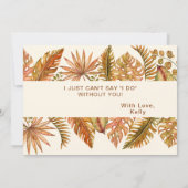 ナチュラルな葉の花嫁の介添え人へのお願いカード 招待状 (裏面)