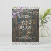 ナチュラルな藤の花の木製プリントまたはデジタル結婚式 招待状 (スタンド正面)