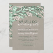 ナチュラルな誓いの更新 ウェディング アニバーサリー グリーン 招待状 (正面/裏面)