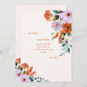 ナチュラルな誕生日グリーティングカード 招待状 (正面/裏面)