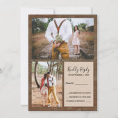 ナチュラルな農村の納屋の木の写真 RSVP ウェディング 招待状 (正面)