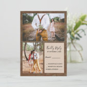 ナチュラルな農村の納屋の木の写真 RSVP ウェディング 招待状 (スタンド正面)
