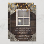 ナチュラルな農村の納屋の窓の光のレースの招待状 招待状 (正面/裏面)