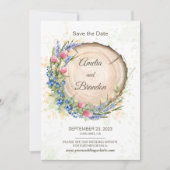 ナチュラルな野生の花の結婚式のSave the Dateカード セーブザデート (正面)