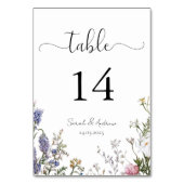 ナチュラルな野生の花の結婚式テーブルナンバー テーブルナンバー (正面)