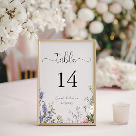 ナチュラルな野生の花の結婚式テーブルナンバー テーブルナンバー