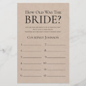 ナチュラルな雰囲気の花嫁の年齢を当てる ブライダルシャワーゲーム (正面)