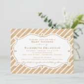 ナチュラルな雰囲気の diagonal ストライプ ベビーシャワー 招待状 (スタンド正面)
