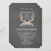 ナチュラルな鹿の角のリボンチョーク バチェラーパーティーの招待状 招待状 (正面/裏面)