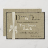 ナチュラルな麻とリボンの受付情報カード 招待状 (正面/裏面)