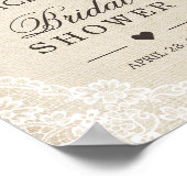 ナチュラルな麻とレースの花のデザインが特徴のウェディングシャワー看板 ポスター (角)