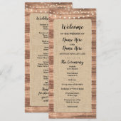 ナチュラルな麻と木のライト ウェディングプログラム プログラム (正面/裏面)