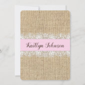 ナチュラルな麻のレース ピンクの  ベビーシャワー招待状 招待状 (裏面)