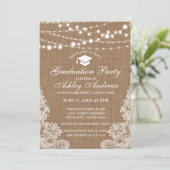 ナチュラルな麻の布の光 ライトレース卒業パーティー招待状W 招待状 (スタンド正面)