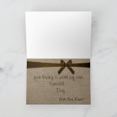 ナチュラルな麻布とヴィンテージのレースの感謝カード サンキューカード (内部)