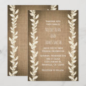 ナチュラルな麻布と葉の結婚式招待状 招待状 (正面/裏面)