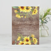 ナチュラルな黄色のひまわり ブライダルシャワーブランunch 招待状 (スタンド正面)