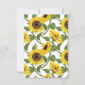 ナチュラルな黄色のひまわり ブライダルシャワー サンキューカード (裏面)