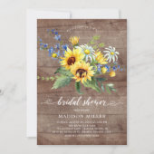 ナチュラルな黄色のひまわり ブライダルシャワー 招待状 (正面)