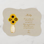 ナチュラルな黄色のメイソンジャー メイド オブ オナー カード (正面/裏面)