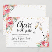 ナチュラルな50周年結婚記念日招待状 花 招待状 (正面/裏面)