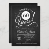 ナチュラルな60周年結婚記念日 - ブラックボード ホワイト 招待状 (正面/裏面)
