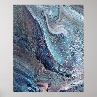 ナチュラルアトラクション1ブルーフルード抽象芸術アートプリント ポスター